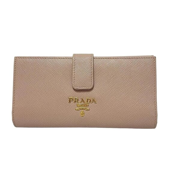 Auth PRADA - 1MV025 Pink Beige Saffiano Leather Long Wallet - Picture 1 of 6